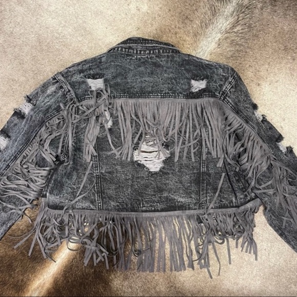 Denim Jacket with Fringe - Picture 4 of 4